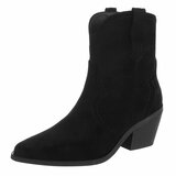 Zwarte suede western enkellaarsjes met hak-Alesha_