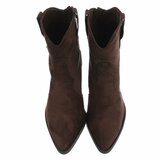 Bruine suede western enkellaarsjes met hak-Alesha_