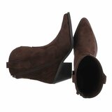 Bruine suede western enkellaarsjes met hak-Alesha_