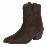 Bruine suede western enkellaarsjes met hak-Alesha_