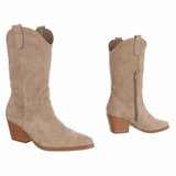 Kaki cowboylaarzen in suède met blokhak-Lucie_