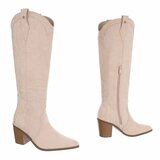 Beige cowboylaarzen in suède met blokhak-Dakota_