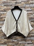 Satijnen gilet met stippen – crème/zwart_
