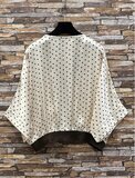 Satijnen gilet met stippen – crème/zwart_