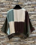 Satijnen gilet met colorblock print- bruin-groen-beige_