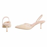 Beige slingback pumps met parels en bloemen-Wendy_