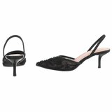 Zwarte slingback pumps met parels en bloemen-Wendy_