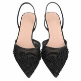 Zwarte slingback pumps met parels en bloemen-Wendy_