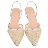 Gouden slingback pumps met parels en bloemen-Wendy_