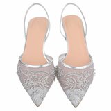 Zilveren slingback pumps met parels en bloemen-Wendy_