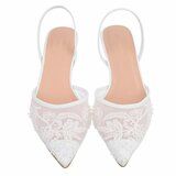 Witte slingback pumps met parels en bloemen-Wendy_