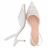 Witte slingback pumps met parels en bloemen-Wendy_