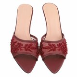 Bordeaux mules met parels en bloemen-Benthe_