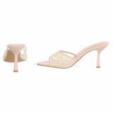 Beige mules met parels en bloemen-Benthe_