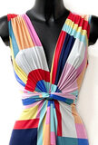 Robe longue sans manches avec mélange de couleurs rouges abstraites  SOLD OUT_