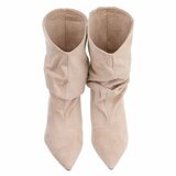 Bottines beiges en suédine à plis élégants et talon-Maryse  _