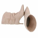 Bottines beiges en suédine à plis élégants et talon-Maryse  _