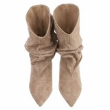 Bottines kaki en suédine à plis élégants et talon-Maryse  _