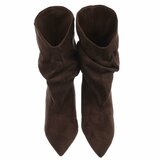 Bottines marron en suédine à plis élégants et talon-Maryse  _