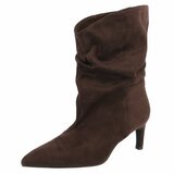 Bottines marron en suédine à plis élégants et talon-Maryse  _