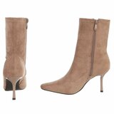 Taupe suède enkellaarzen met elegante stilettohak-Tabitha_