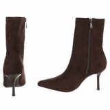Bruine suède enkellaarzen met elegante stilettohak-Tabitha_