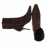 Bruine suède enkellaarzen met elegante stilettohak-Tabitha_