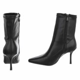 Zwarte enkellaarzen met elegante stilettohak-Tabitha_