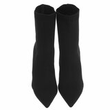Bottines chaussette noires en textile stretch à bout pointu et talon élégant-Lusanne_