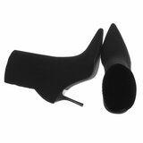 Bottines chaussette noires en textile stretch à bout pointu et talon élégant-Lusanne_