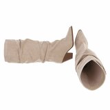 Beige knielaarzen in suède met siergesp-Alisson_