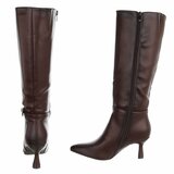 Bordeaux elegante knielaarzen met gesp en hak-Cate_
