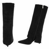 Hoge zwarte suede laars met omslag Charmine_