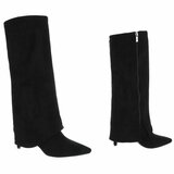 Hoge zwarte suede laars met omslag Charmine_