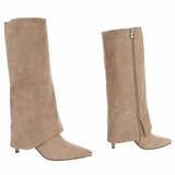 Hoge kaki suede laars met omslag Charmine_