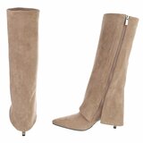 Hoge kaki suede laars met omslag Charmine_