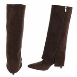Hoge bruine suede laars met omslag Charmine_