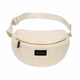 Beige teddy crossbody tas met gouden details_