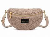 Sac bandoulière teddy taupe avec détails dorés_