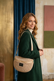 Sac bandoulière teddy taupe avec détails dorés_
