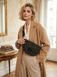 Zwarte crossbody tas met fijne bloemenprint_
