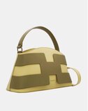 Luxe two-tone handtas in pistachegroen met geometrisch design – premium kwaliteit_