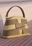 Luxe two-tone handtas in pistachegroen met geometrisch design – premium kwaliteit_