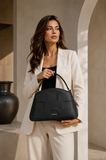 Luxe zwarte handtas met geometrisch design – premium kwaliteit_