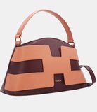 Luxe two-tone handtas in bordeaux-peach met geometrisch design – premium kwaliteit_