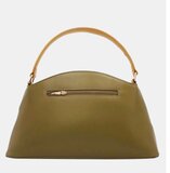 Luxe two-tone handtas in kaki-mosterdgeel met geometrisch design – premium kwaliteit_