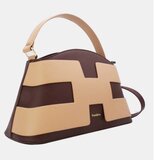 Luxe two-tone handtas in bruin-beige met geometrisch design – premium kwaliteit_