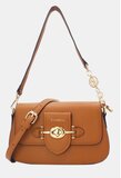 Luxe cognac schoudertas met goudkleurige sluiting – premium kwaliteit_