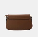 Luxe coffee brown schoudertas met goudkleurige sluiting – premium kwaliteit_