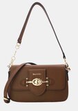 Luxe coffee brown schoudertas met goudkleurige sluiting – premium kwaliteit_